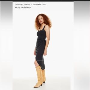 Brand: Aritzia Wilfred | Style : Knit Wrap Dress | Color : Black